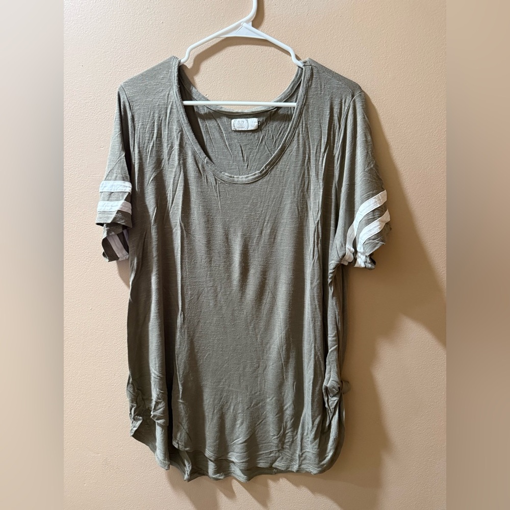 Green and White Ribbed Short Sleeve Jersey